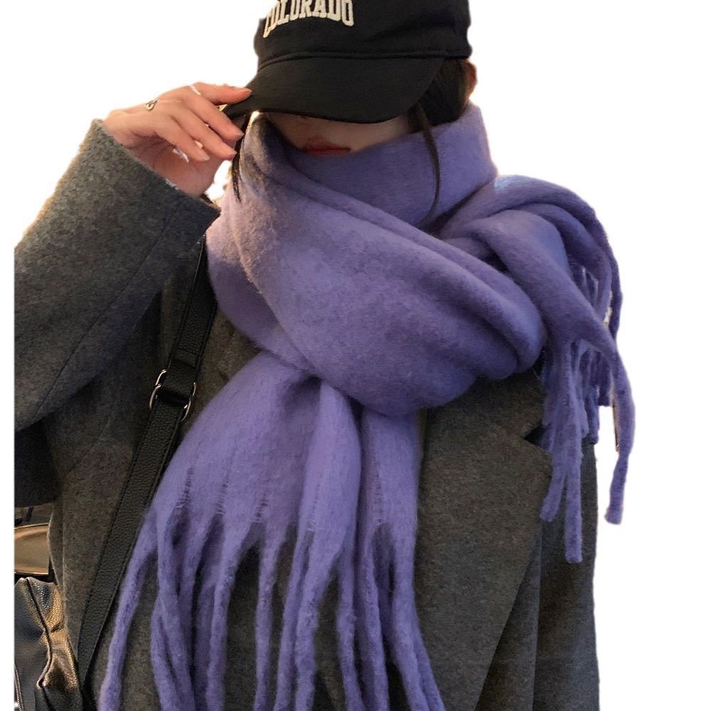K250 2025 new soft and fluffy solid color scarf for women winter thick imitation cashmere shawl Korean style warm neck scarf all-match