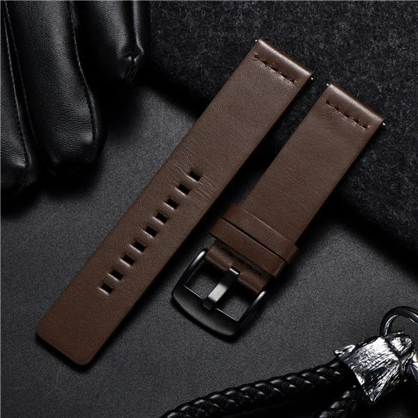Leather Watchband Black Dark Brown Blue Calfskin Leather Watch Strap Italian 24mm Quick Release Watch Belt