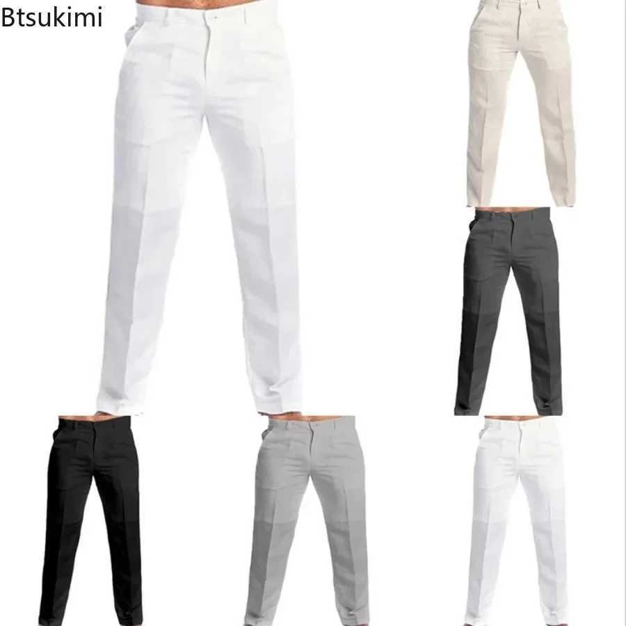 New Arrival New retro mens cotton linen pants breathable and comfortable soft mens Trouser fashionable loose straight pants mens pure cotton casual pa