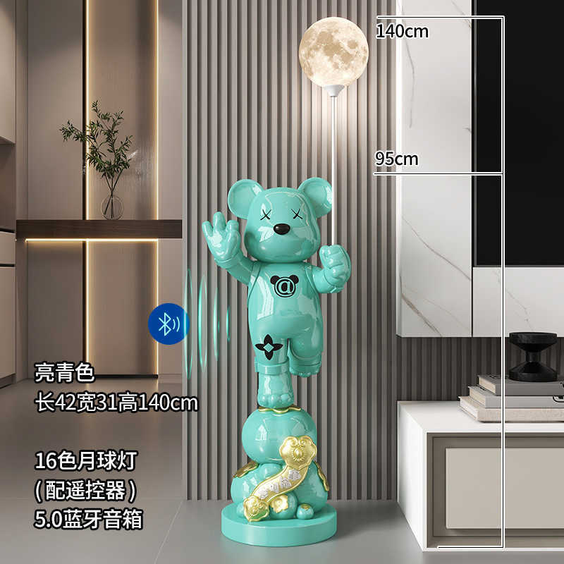 Voice Activated Lamps Violent Bear Speaker Floor Decoration for Living Room Sofa TV Cabinet Office Decor - L250327 w250428
