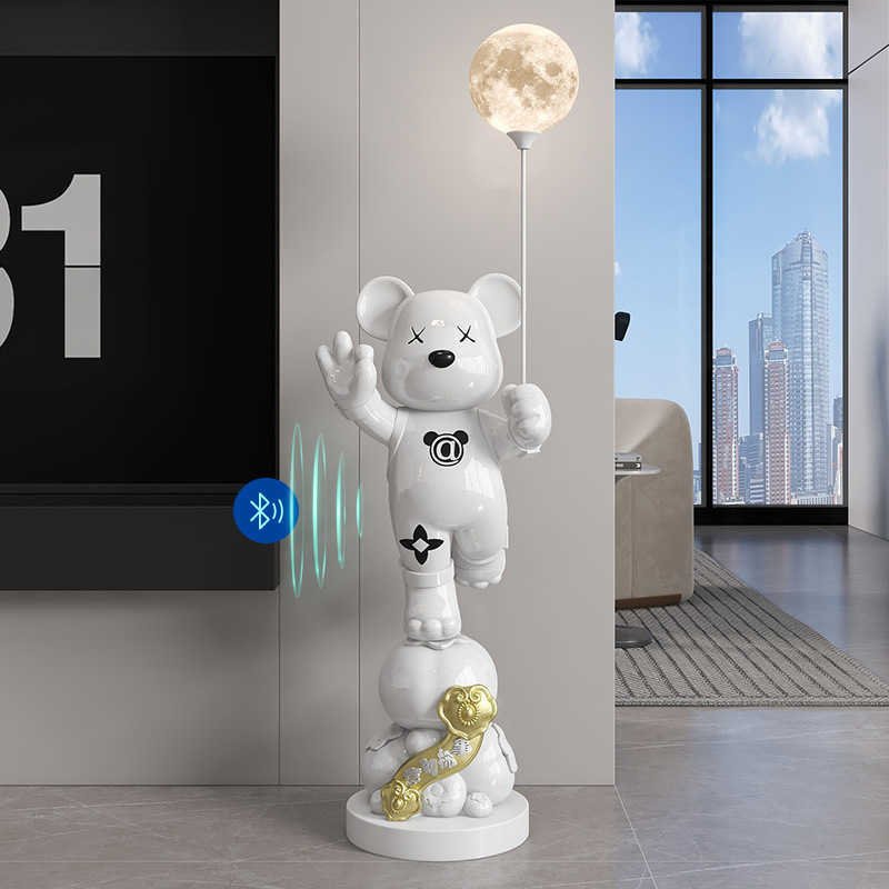Voice Activated Lamps Violent Bear Speaker Floor Decoration for Living Room Sofa TV Cabinet Office Decor - L250327 w250428