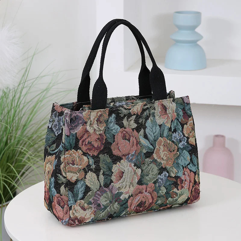 Floral print womens tote bag heavy cloth bag portable for work high capacity fashion Tote bag for all occasions 250328