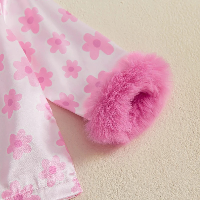 Cute Toddler Valentine s Day Pajama Set with Heart Print Plush Lapel Long Sleeve Top and Matching Pants for Baby Girl Sleepwear 250328