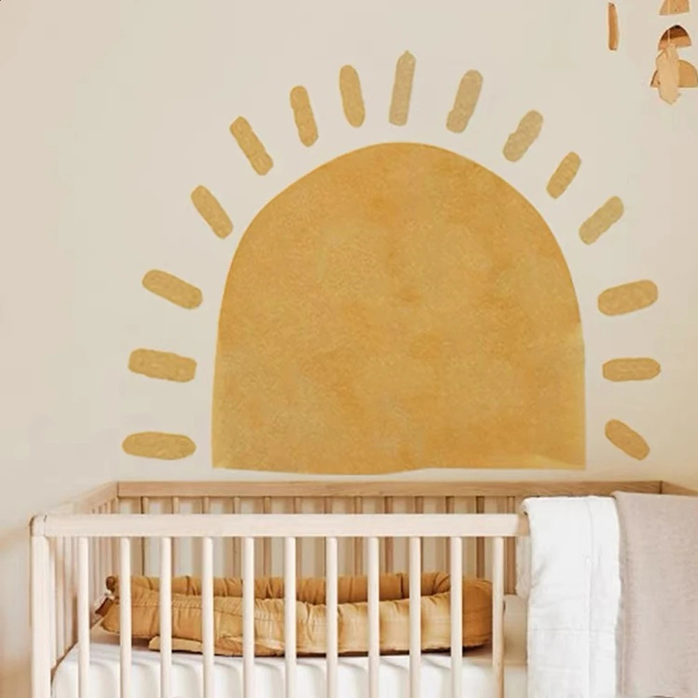Boho Sun Fabric Wallpaper Kids Wall Stickers Nursery Self-Adhesive Kindergarten Children Babys Room Bedroom Home Decor 250328