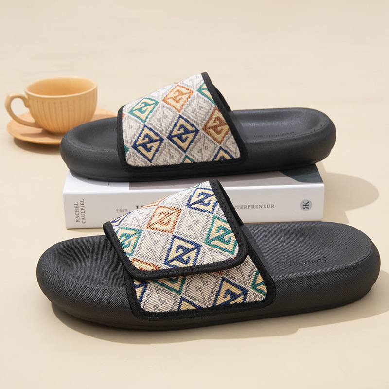 2025 summer new men's thick hot outdoor beach plaid women's fashion casual non-slip slippers soft soles comfortable scuffs unisex