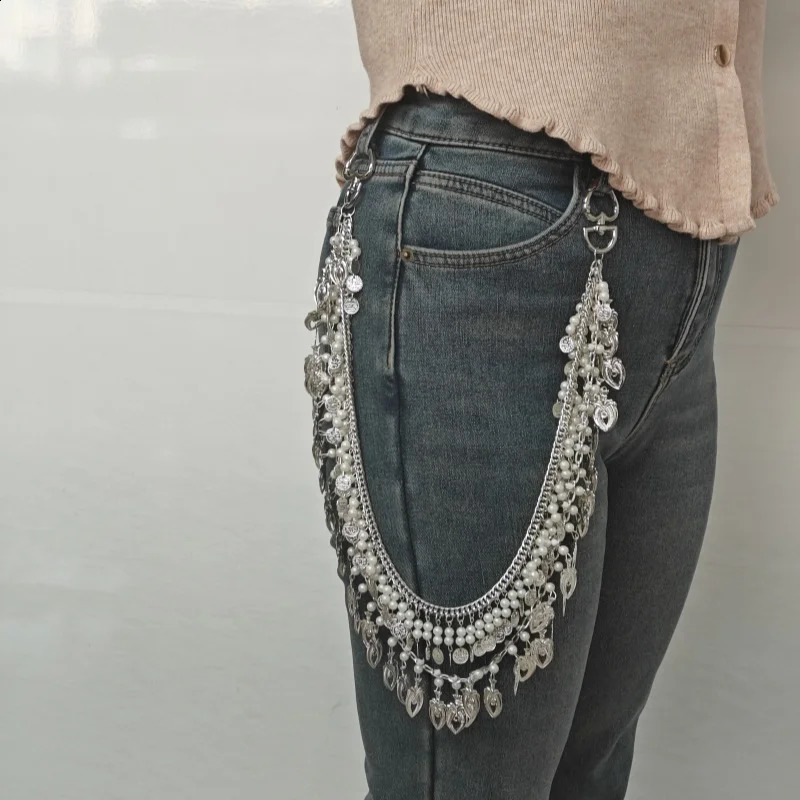 Original tassel pants chain fashionable Gothic style mens and womens single waist accessories retro keychain summer gift 250326