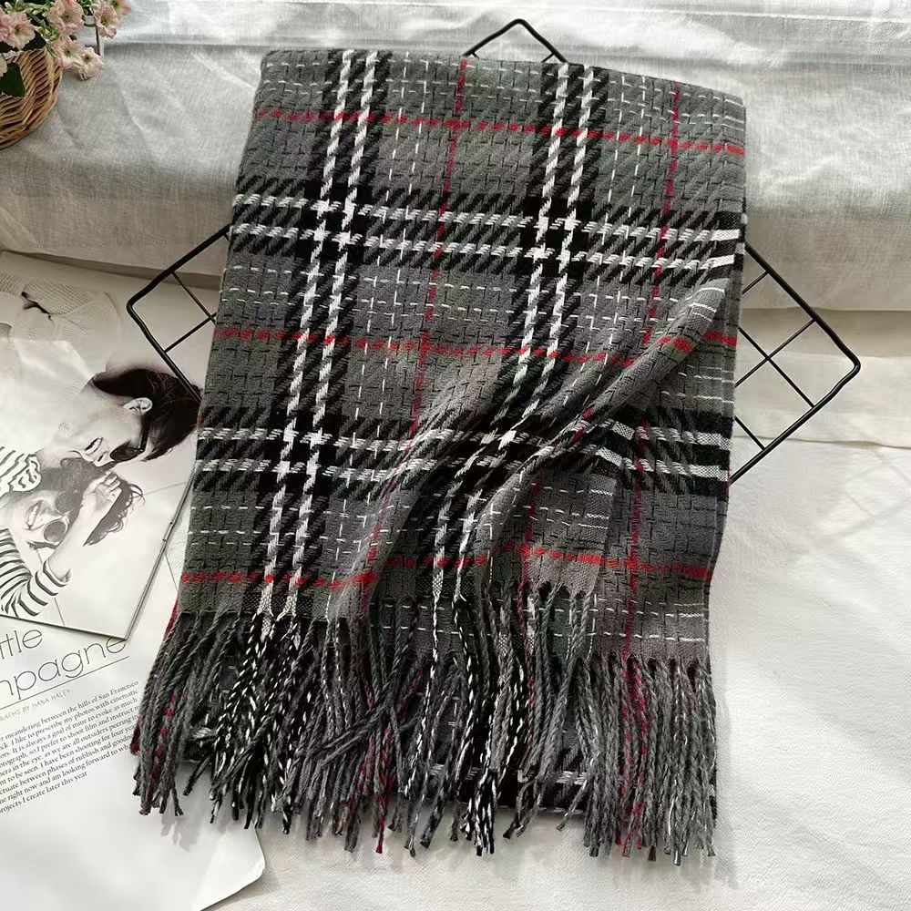 T370 new retro couple advanced thick warm atmosphere scarf student winter plaid shawl autumn and winter all-match neck scarf