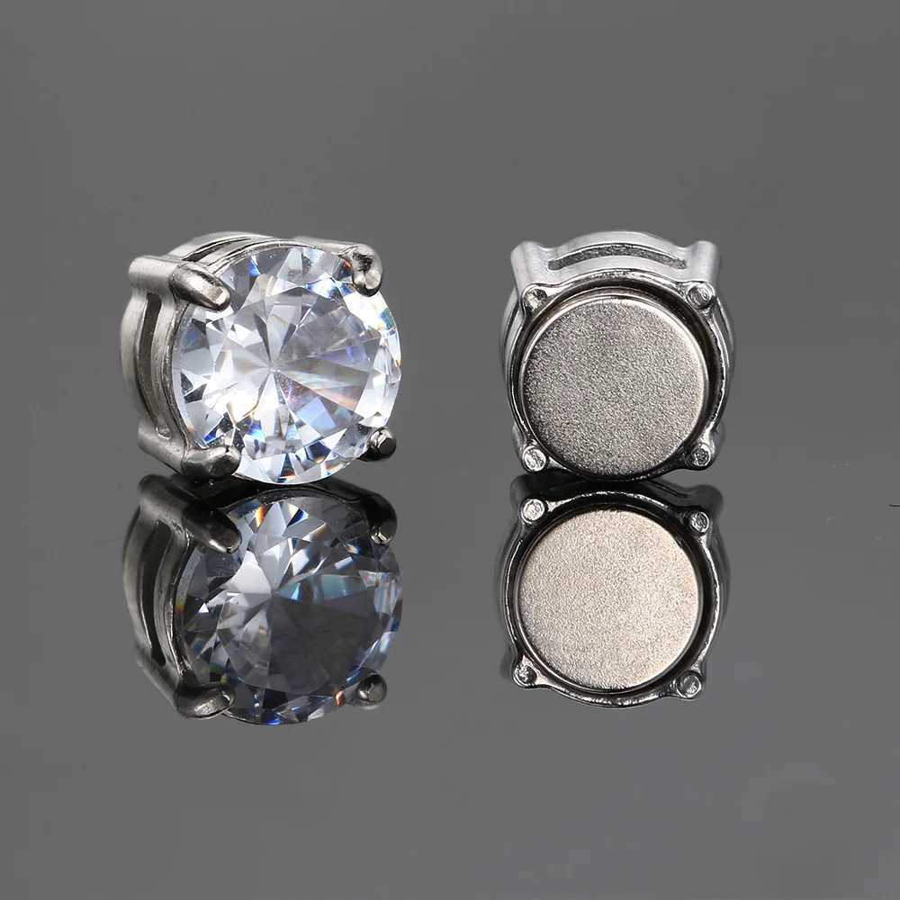 Mens Fake Earrings Womens Strong Magnet Stainless Steel Non Perforated Hip Hop Rock Fashion Jewelry AccessoriesXJ250327