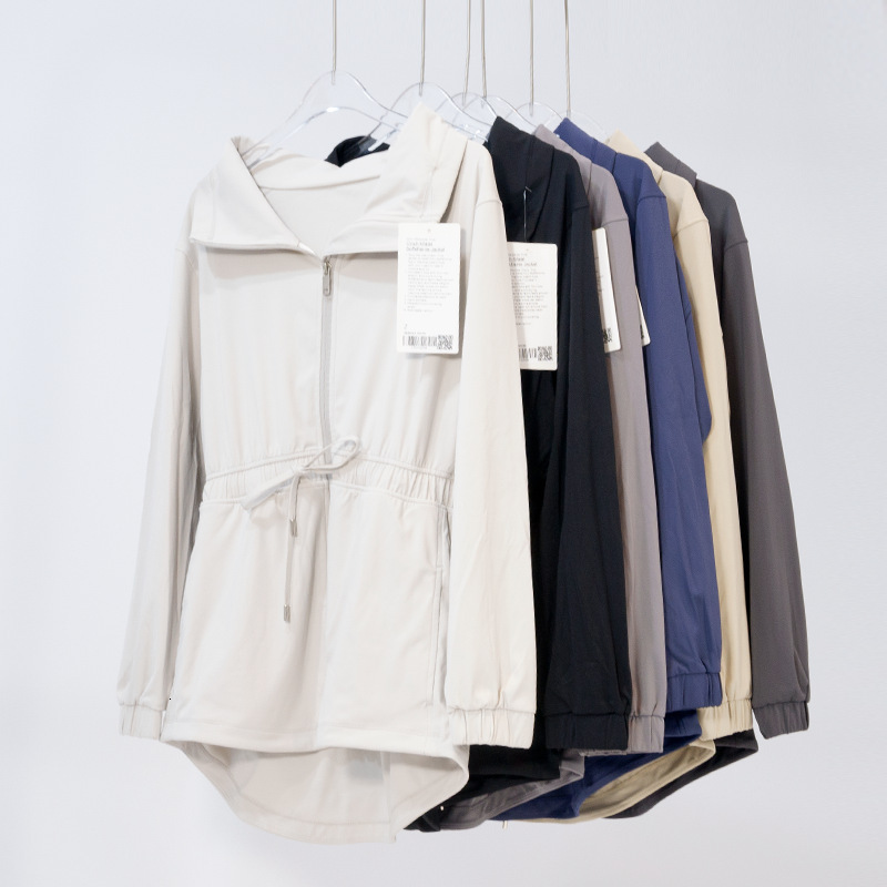 Yoga Clothing Spring Autumn Style High Neck Women Sports With Loose Collar And Waist Cinching Jacket