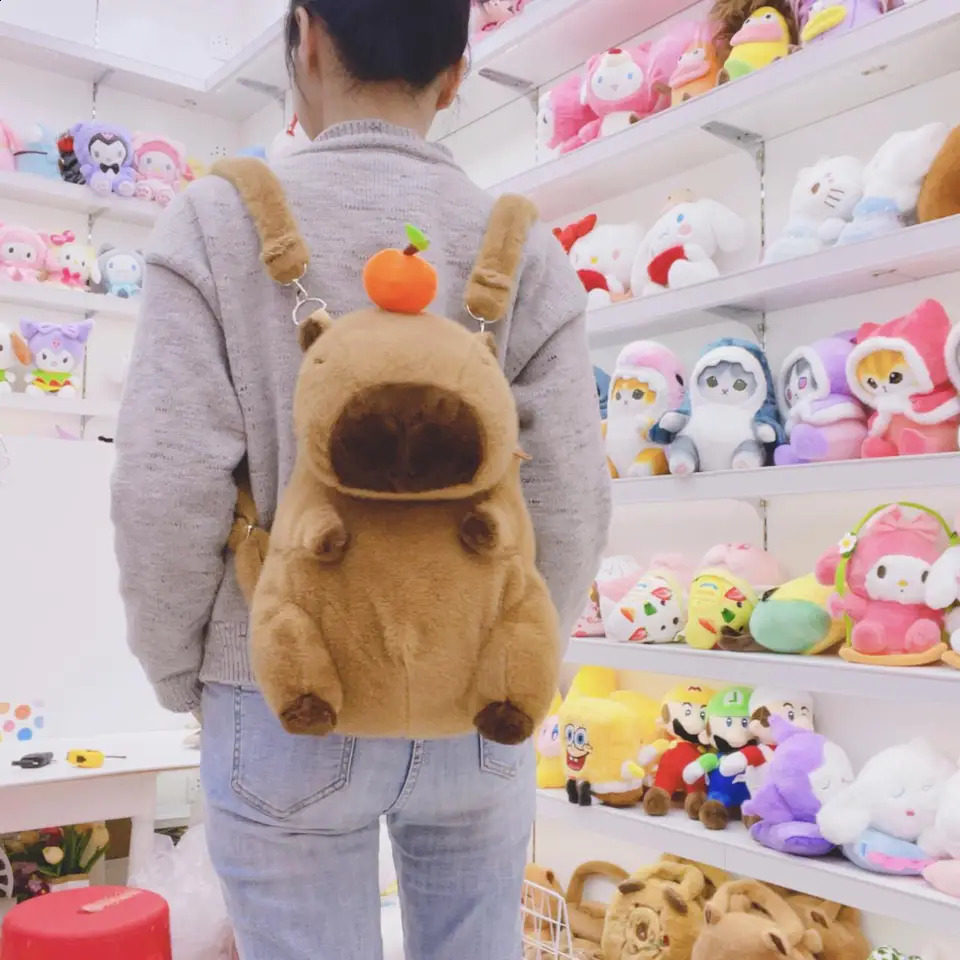 Kawaii Fashion Plushie Doll Capybara Plush Backpack Handbag Childrens Bag Shoulder Bag Mini Knapsack Bags Gifts For Girlfriend 250328