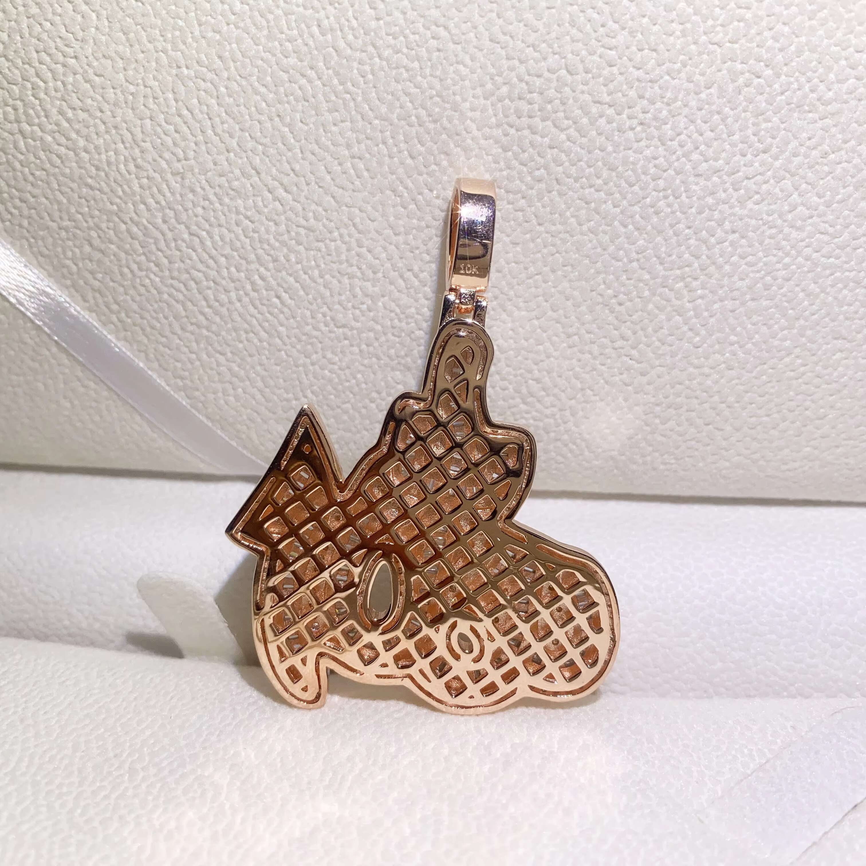 14k Rose Gold Plated Sterling Silver Hip Hop Men Vvs Moissanite Diamond Iced Out Allah Pendant