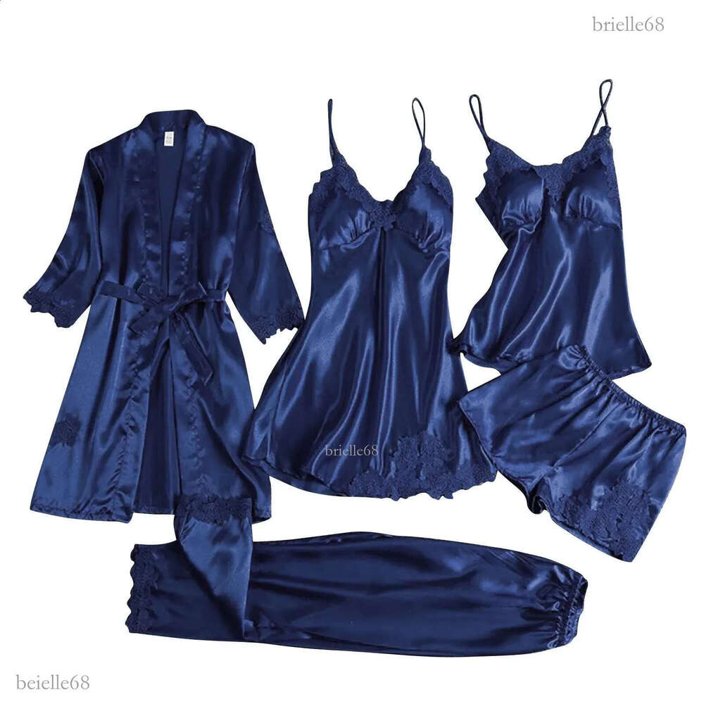 Ladies Satin Pajamas Set 5 Piece Pajamas Womens Night Gown Silk Lingerie Womens Nightgowns for Sleeping Sleep Wear for Woman 240913