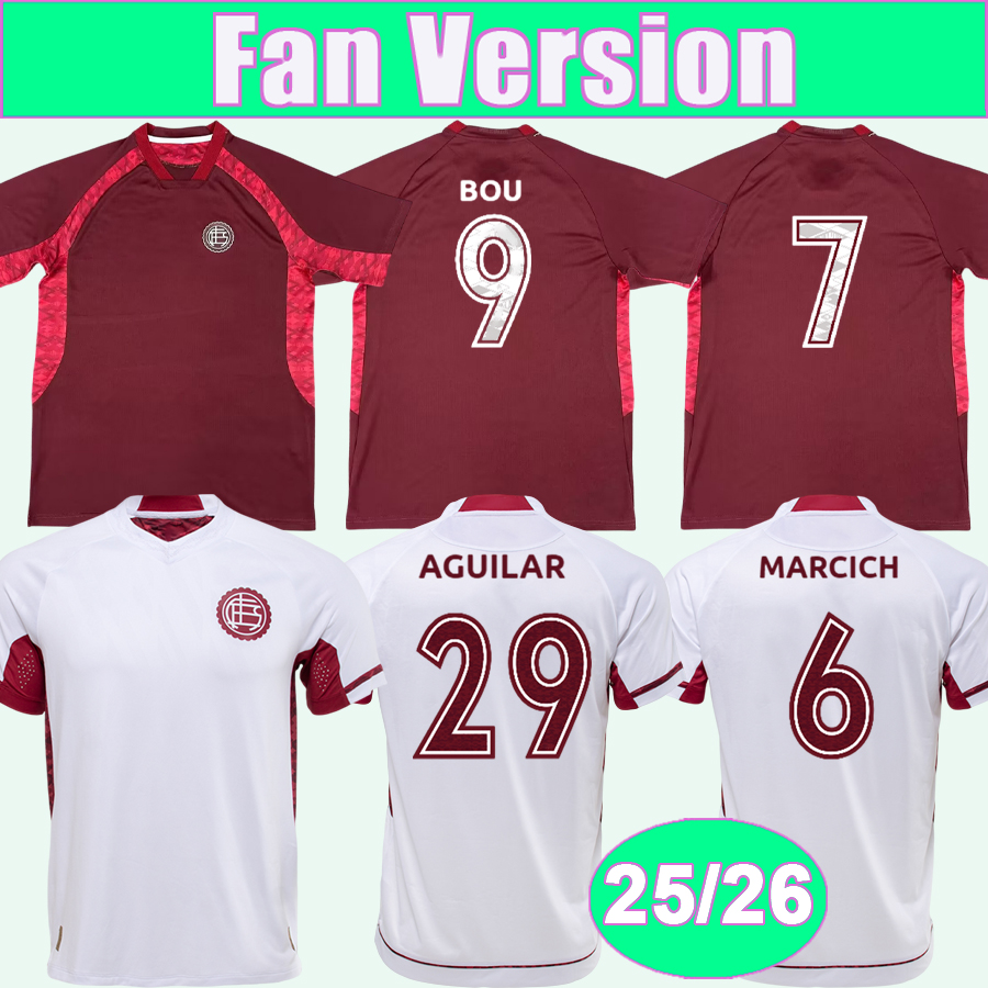 25 26 Lanus Mens Soccer Jerseys BOU MARCELINO AGUILAR SEGOVIA PENA BIAFORE MARCICH Home Away Football Shirt Short Sleeve Adult Uniforms