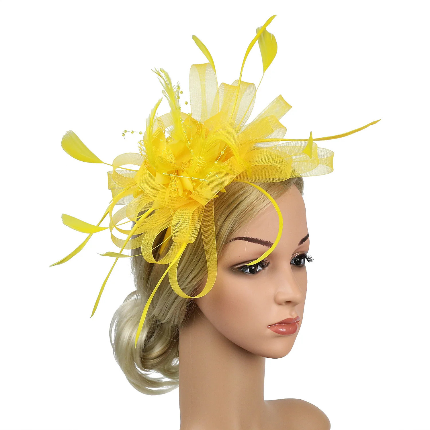 Women Ladies Fascinator Headband with a ClipReversible Feather kentucky Cocktail Tea Party Hat Headwear 250306