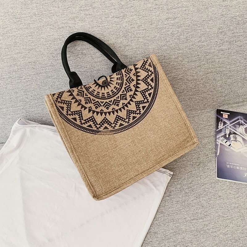 Women's handbag, 2023 Korean version, composite yellow linen bag, fashionable single shoulder shopping bag