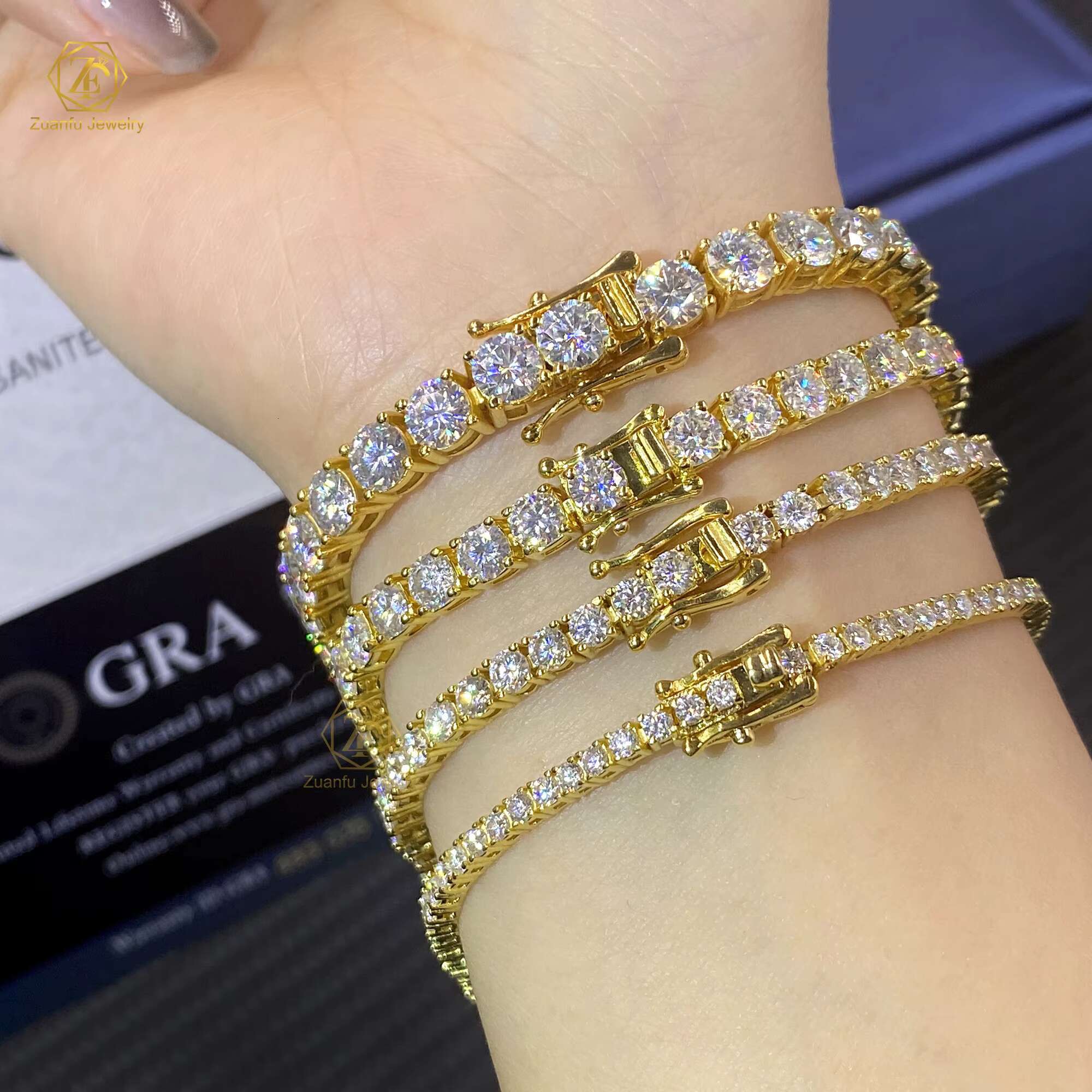 Ready to Ship 2mm 3mm 4mm 5mm 6.5mm GRA Certified VVS Moissanite Women Tennis Bracelet 925 Sterling Silver