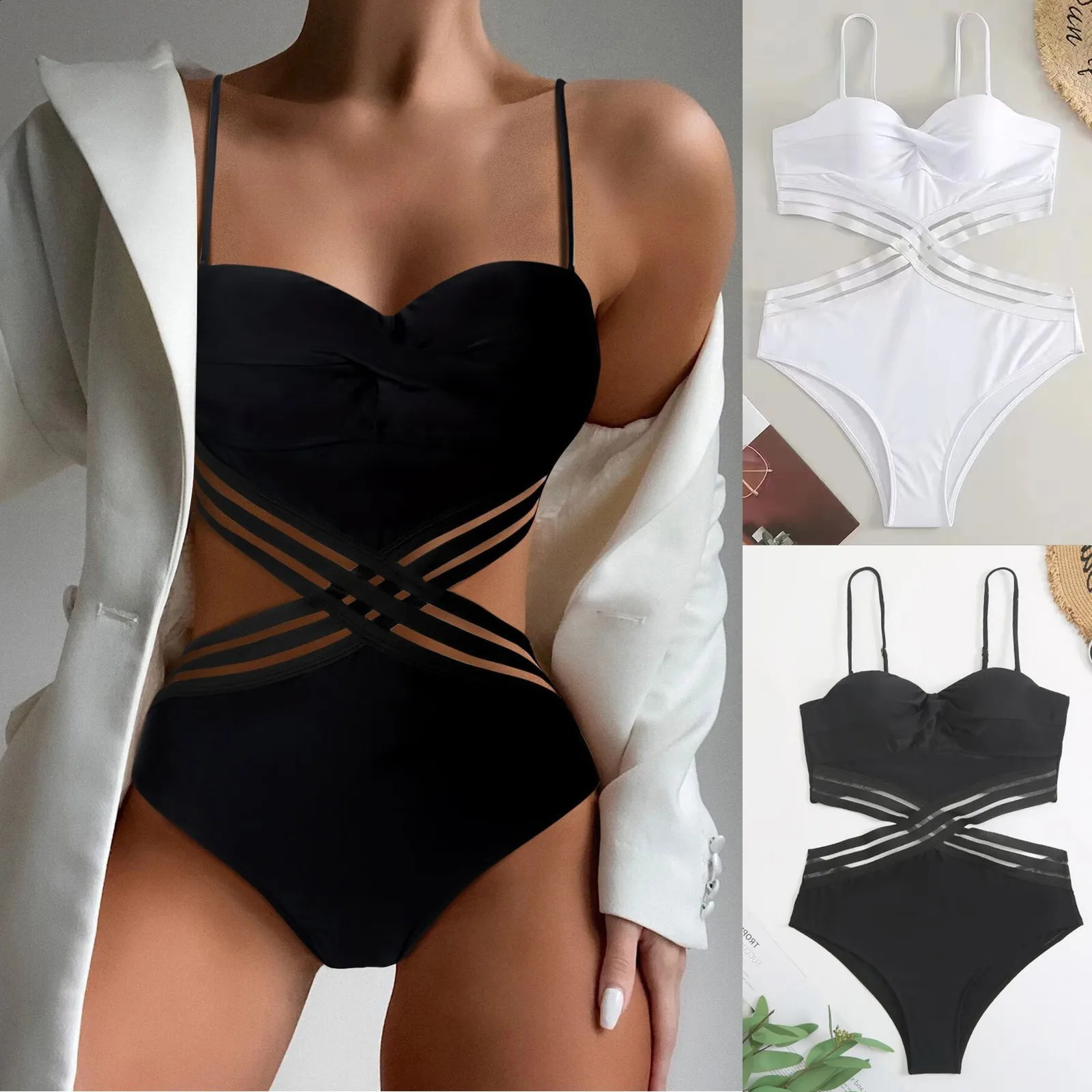 Womens fashionable solid color sexy swimsuit high waisted bikini with chest cushion no steel support Traje De Ba O strapless set w250327
