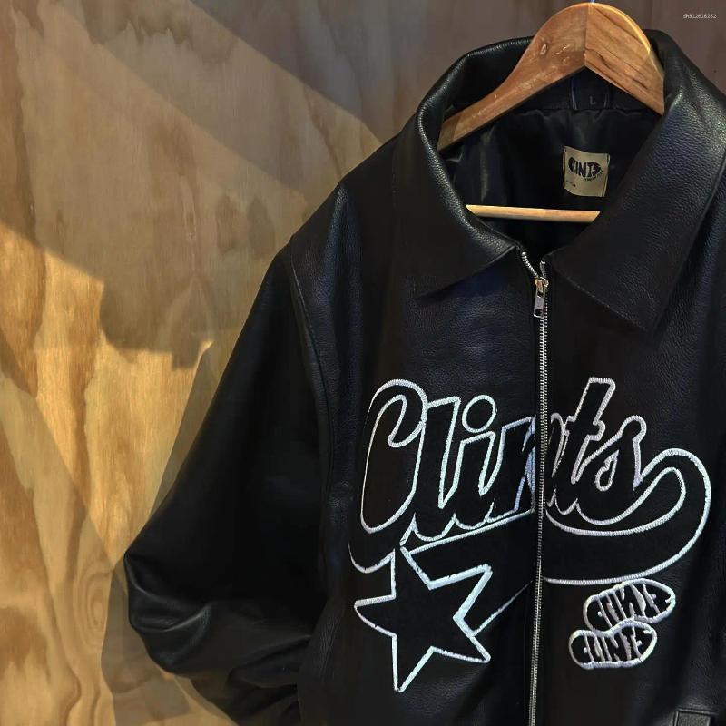 Men's PU leather jacket, street wear Y2K jacket men's hip-hop leather zipper retro motorcycle jacket Hong Kong style trend spring and autumn