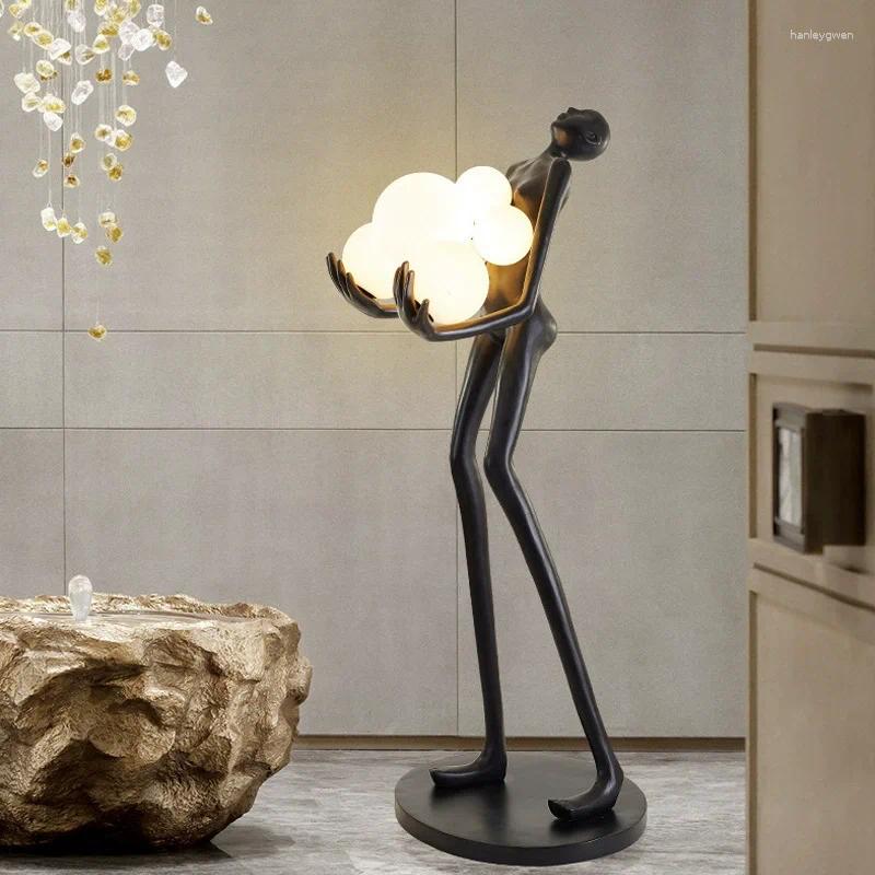 Floor Lamps Modern Human Art Sculpture Ball Holding Lamp El Exhibition Hall Creative Figure Lion Design