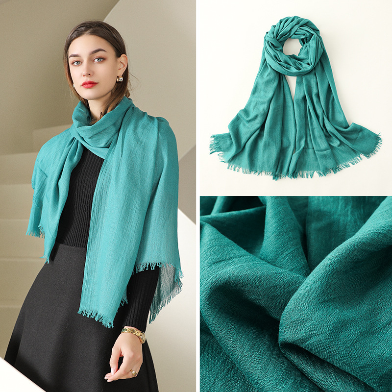 K247 2025 Spring and Summer New Silk Scarf Women Fashion Sun Protection Sun Shade Beach Long Scarf Pure Color Cotton and Linen Silk Scarf Scarf Wholes