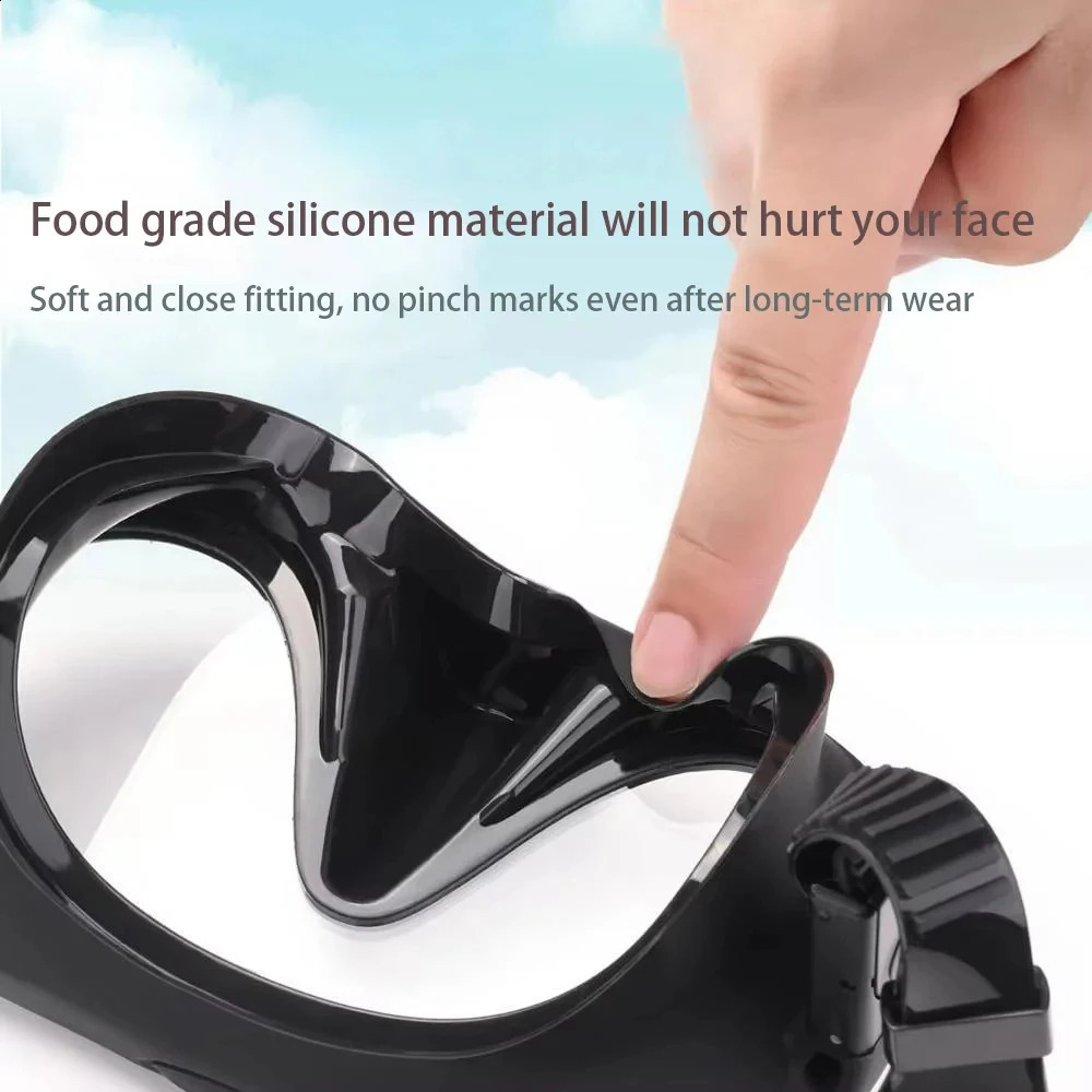 Frameless Diving Mask Wet Snorkel Set Low Internal Volume Pure Soft Silicone Swimming Training Diving Glasses Adjustable 250324