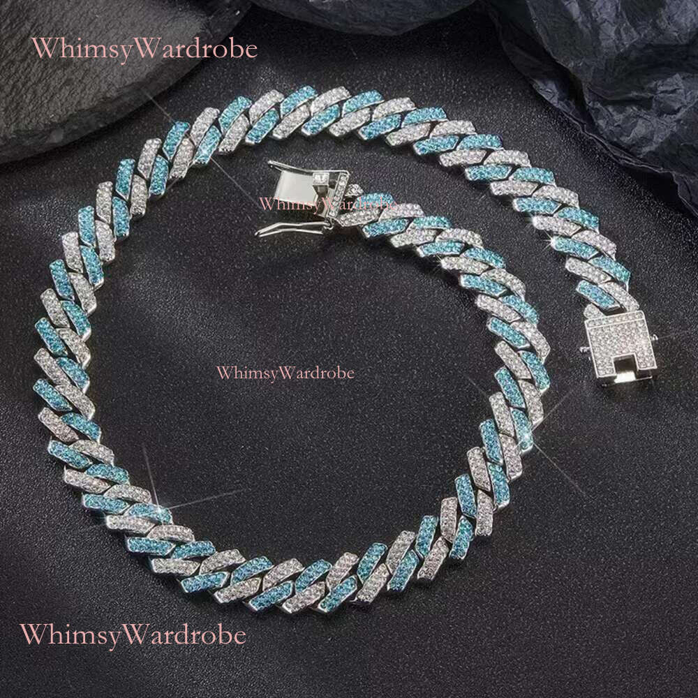 High Quality 18 MM 3 Rows VVS Moissanite Jewelry Rose Gold Plated Cuban Chain Hip-hop Necklace For Men Or Women
