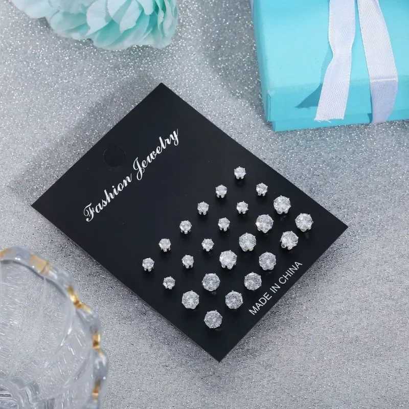 12 pairs/pack of white sparkling wedding stud earrings set suitable for women men crystal jewelry minimalist earrings jewelry giftsXJ250327