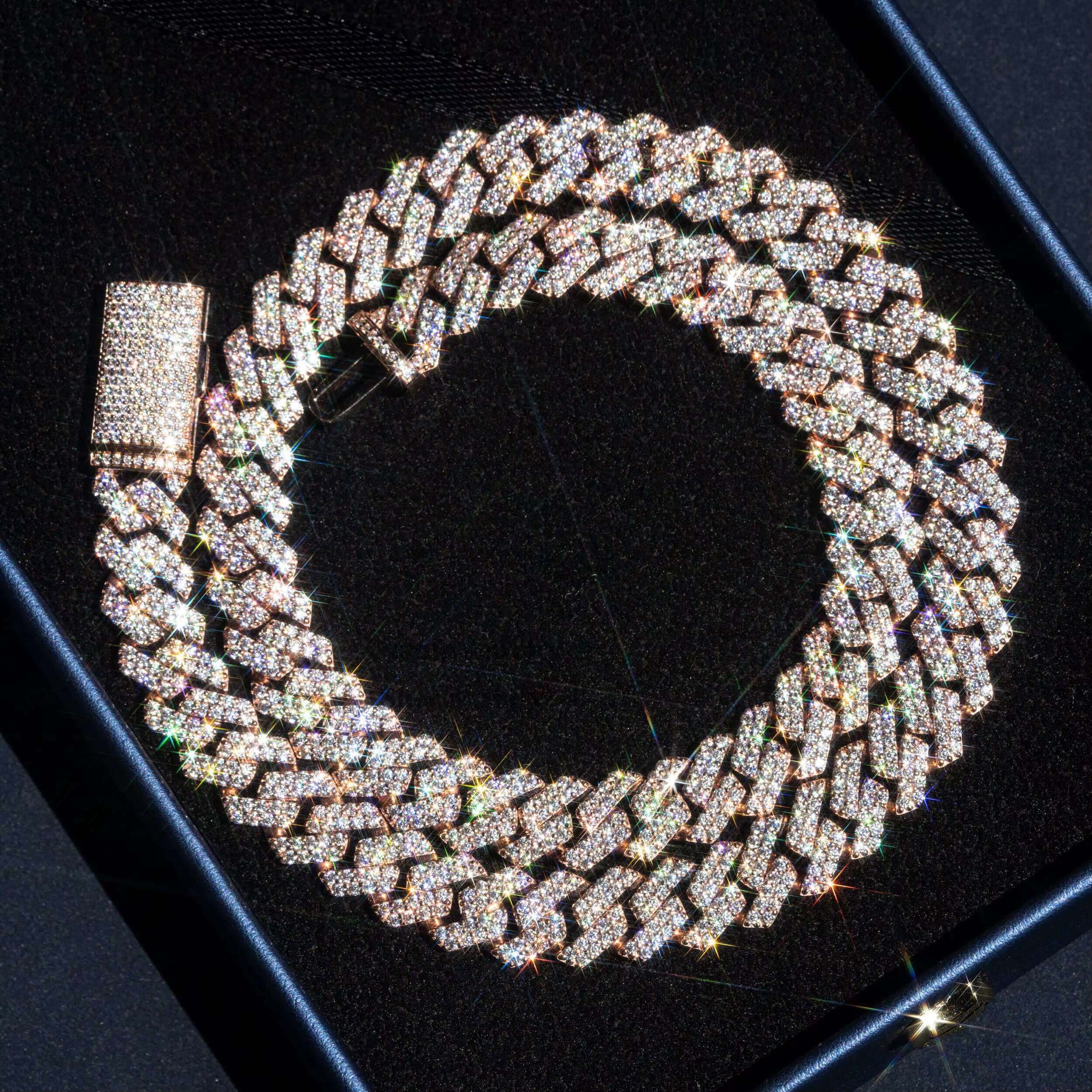 Jewelry Hip Hop 10K Real Gold Rose Gold Iced Out 10MM 70.73G 18inch Cuban Chain VVS Moissanite