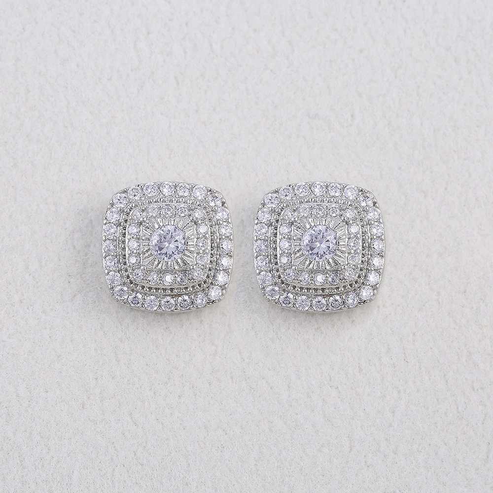 Huitan Brilliant Cubic Zirconia Stud Earrings suitable for Princ Square she is a fashionable gift womens earrings classic jewelryXJ250327