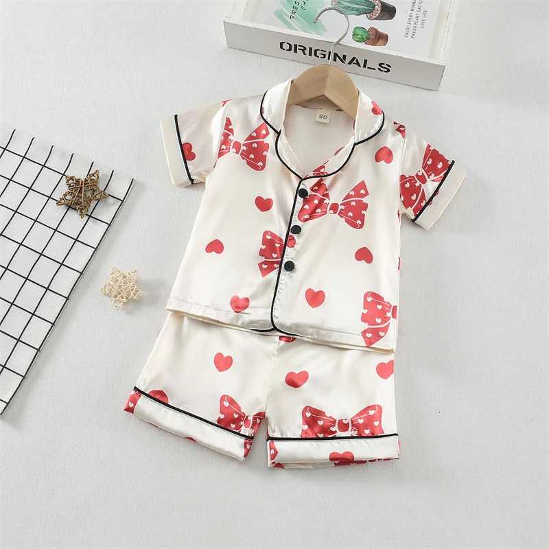 Summer Baby Girls Clothes Suit Children Sleepwear Shirt Shorts 2Pcs/Sets Infant Pajamas Kids Clothing Toddler Casual Costume 250328