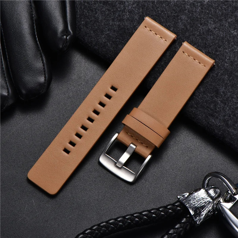 Leather Watchband Black Dark Brown Blue Calfskin Leather Watch Strap Italian 24mm Quick Release Watch Belt