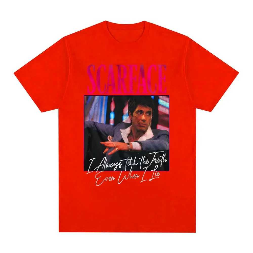 Scarface movies always tell the truth even if I lie Tony Montana graphic T-shirt mens retro punk oversized T-shirtXJ250328