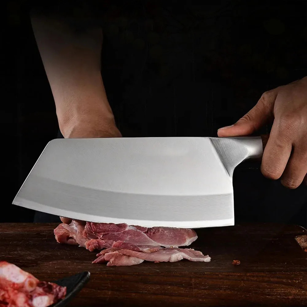 Professional Cleaver Knives Heavy Duty Chinese Knife Wooden Handle Laser Damascus Knife Cleaver Meat Chicken Fish Kitchen Knife 250327