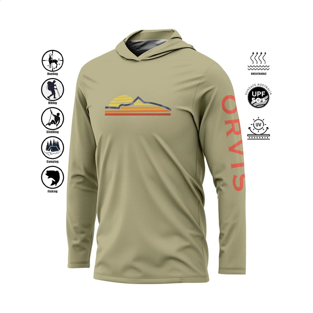 Quick drying UV fishing shirt thin and breathable outdoor hoodie mens ORVIS long sleeved performance 250327