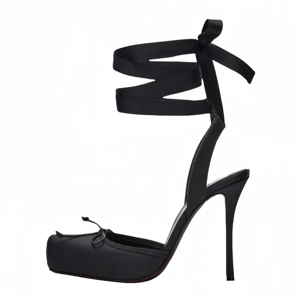 Spring Square Toe High Heels Bow Knot Peep Toe Platform Sandals for Women Sexy Evening Party Club Wedding Shoes 250326