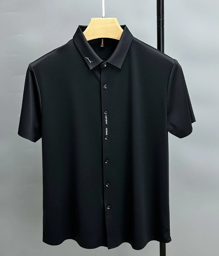 High end embryo fashion polo shirt short sleeved mens summer ice silk seamless breathable casual collar T-shirt 250327