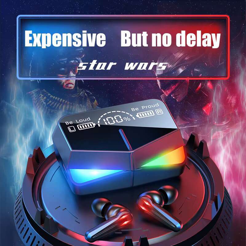 Amaz Top Seller M28 Battery Display Cool Fashion Mirror True Wireless Gaming Earphone Tws Earbuds Mobile in Ear Sports Headset