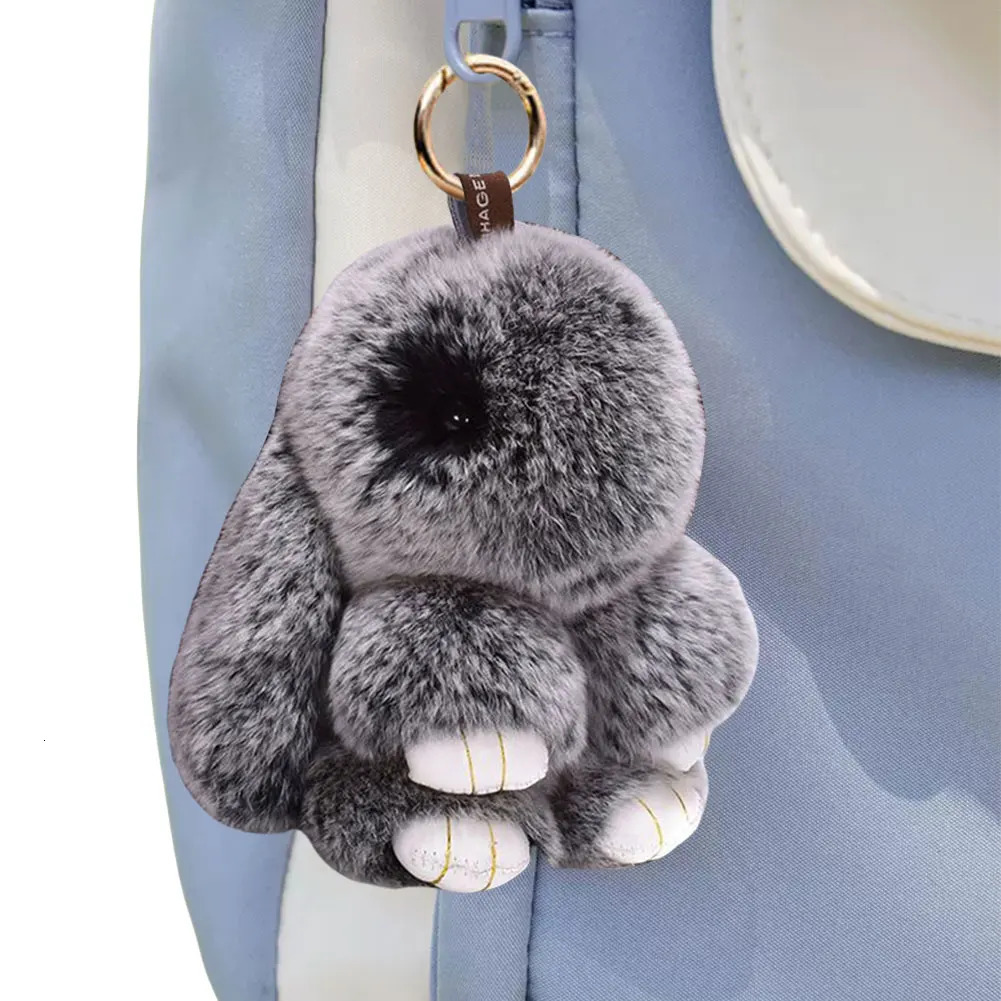 Cute Plush Bunny Keychain with Tin Lovely Keyring Pendant Car Handbag Keyring for Women Teen Girls Kids Backpack Purse 250328