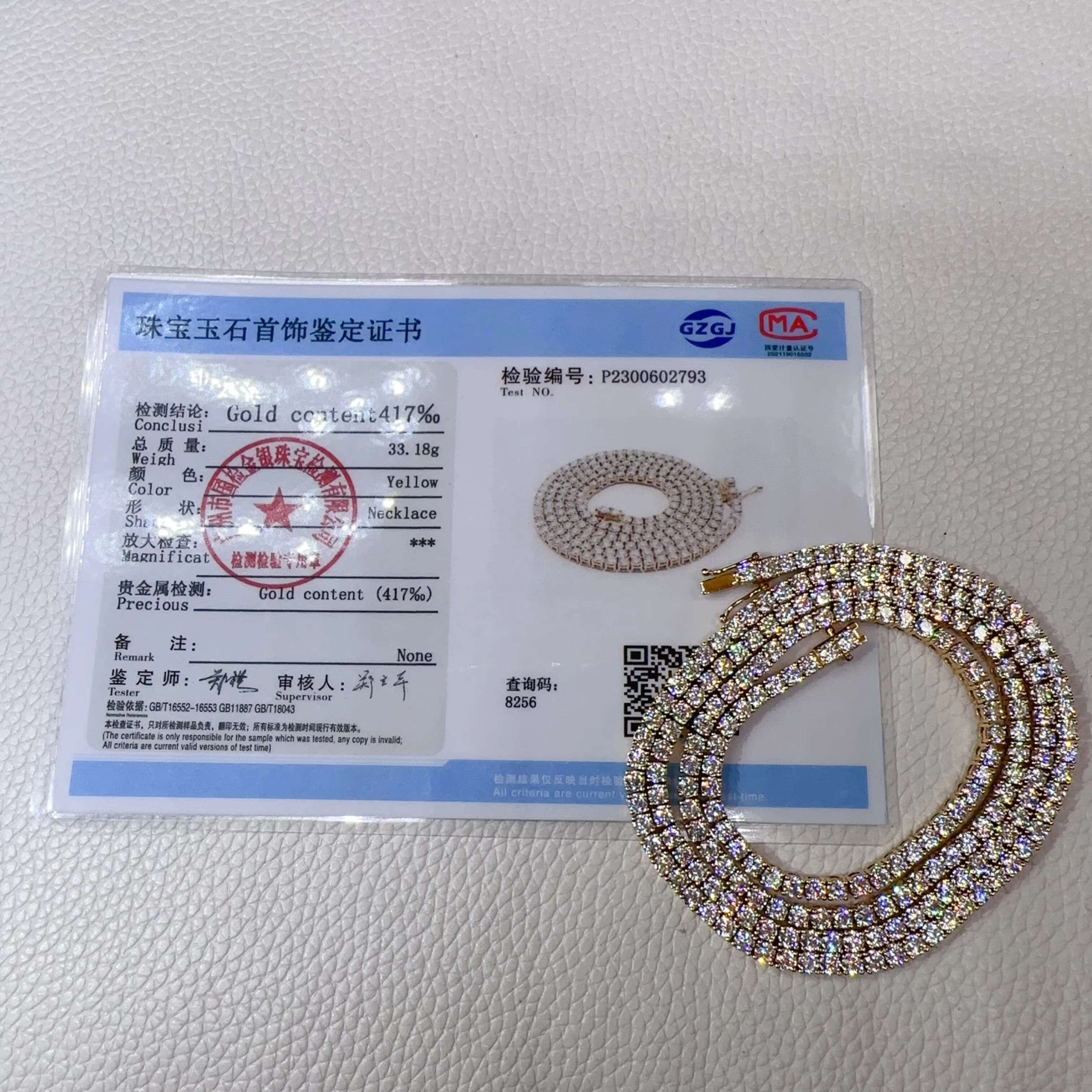 Hot Selling 3MM 10K Solid Gold VVS Moissanite Diamond Tennis Necklace Jewelry Chain Necklace Bracelet Men Tennis Chain