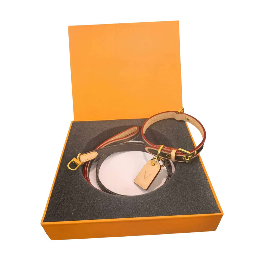 Designer Collar Traction Rope Set Trendy Brand Presbyopic Dog Collar Cat Collar Cowhide material Pet Travel Essential Traction Rope Pet Anti-lost Arti
