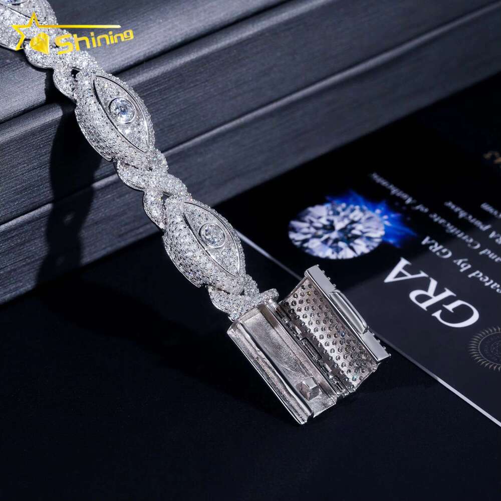 Pass Tester Sier GoldPlated HipHop Jewelry Mens Eye VVS Moissanite Cuban Bracelet