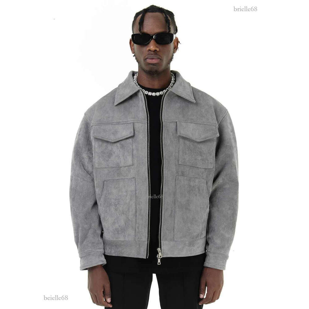 Men's Jackets Vintage High Street Suede Material Crock Jacket With Zipper Lapel Casual Short For Men 230812