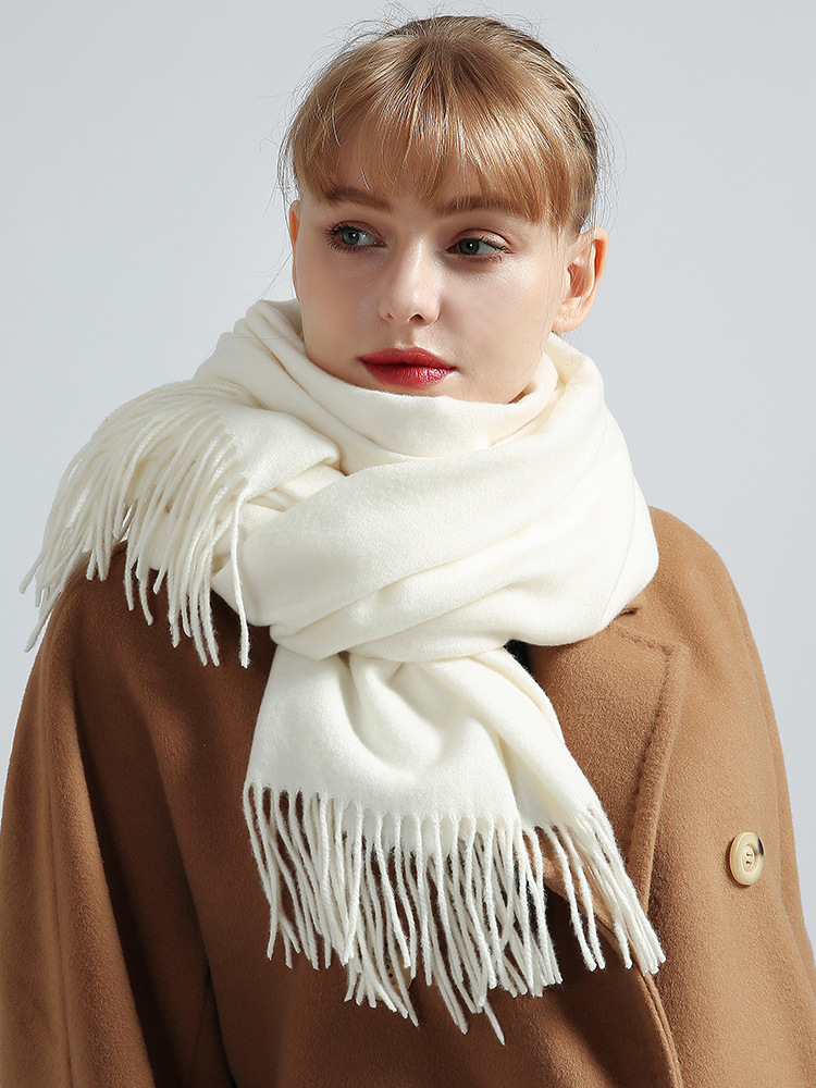 K252 Scarf women autumn and winter Chinese red imitation cashmere wool bright red warm shawl dual-purpose versatile men's neck scarf