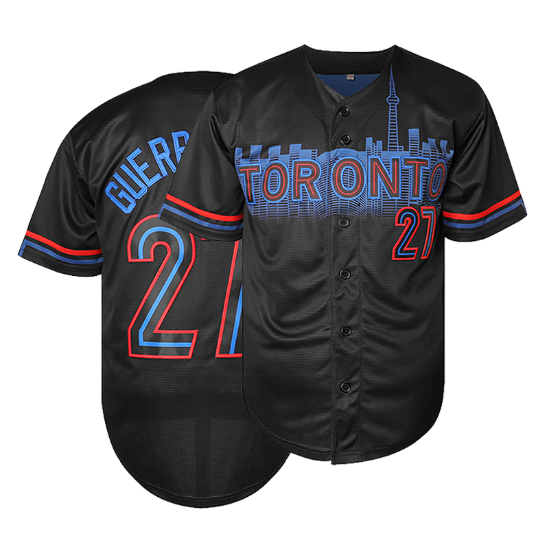 Stitched 27 Guerrero Jr. Baseball Jersey Embroidery Gimenez V Neck Short Sleeve Baseball Shirt Breathable Button-Up Sports Any Name Any Number