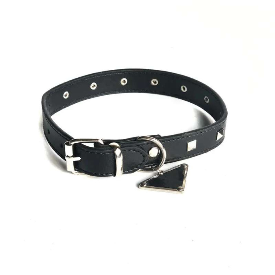 Designer Dog Collar Leashes Set With Inverted Triangle Metal Tag Classic Leather Pet Collars for Small Medium Large Dogs Bulldog Poodle Collie Dachshu