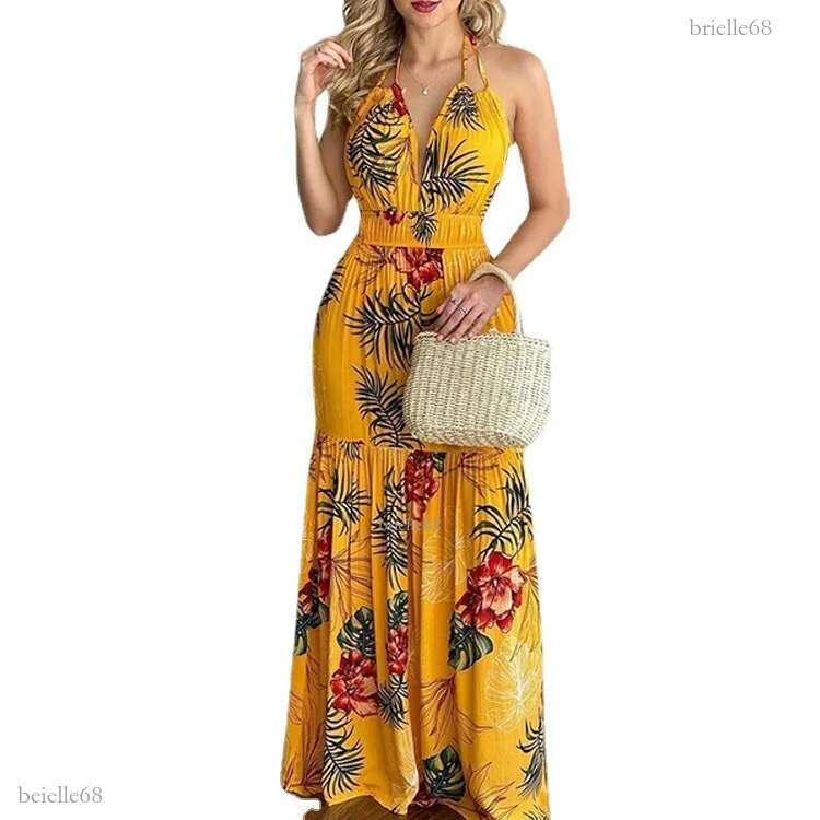 Summer new print backless sun dress