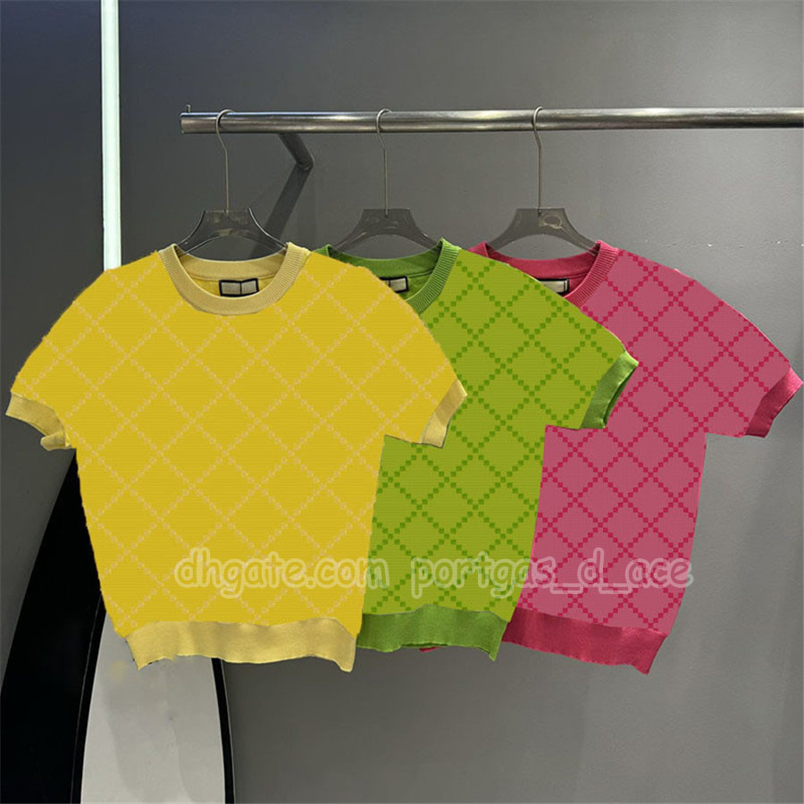 Letters Knitted Women t Shirt Designer Summer Short Sleeve Polo Neck Cropped Knits Street Style Sporty Tennis Jumpers Polos