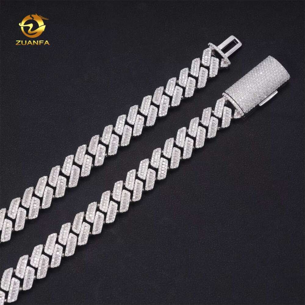 Hip Hop Jewelry 12Mm 10K White Gold Pyroxene French Long Stick Mens Chilled Cuban Chain Passes The Tester