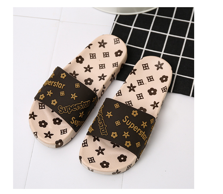 Comfortable soft sole women 2025 summer new home bath non-slip slippers men indoor simple outdoor hot leisure flip-ps black brown