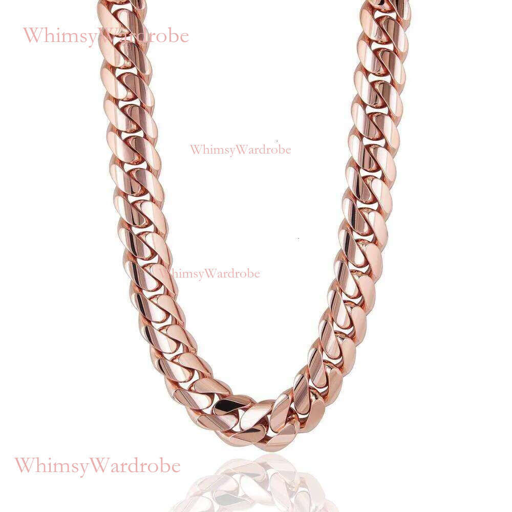 necklace moissanite chain Wholesale Stainless Steel Mens k Necklace 14k Rose Gold Thick Miami Cuban Chain